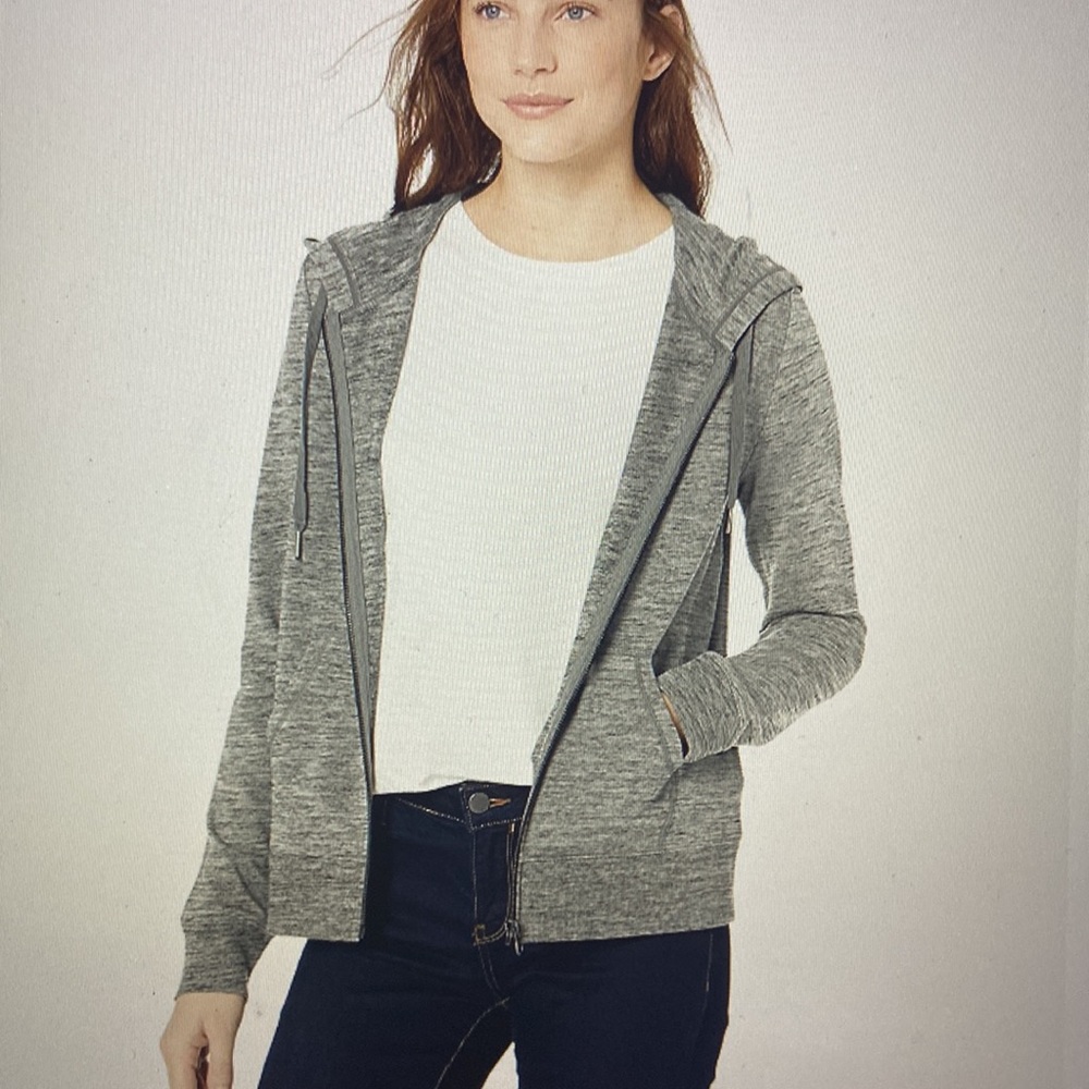 Womens Daily Ritual Terry Cotton and Modal Full Zip Hooded Jacket Medium New
